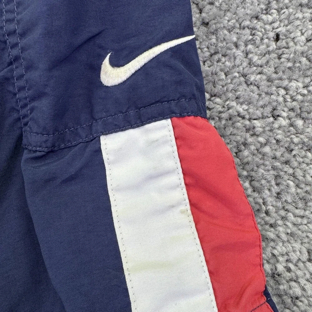 Vtg Nike Swim Shorts Mens XL Blue Colorblock Trunks Lined Drawstring Cargo